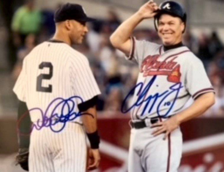 Derek Jeter and Chipper Jones 8 x 10 photo signed with proof - Awesome Artifacts 