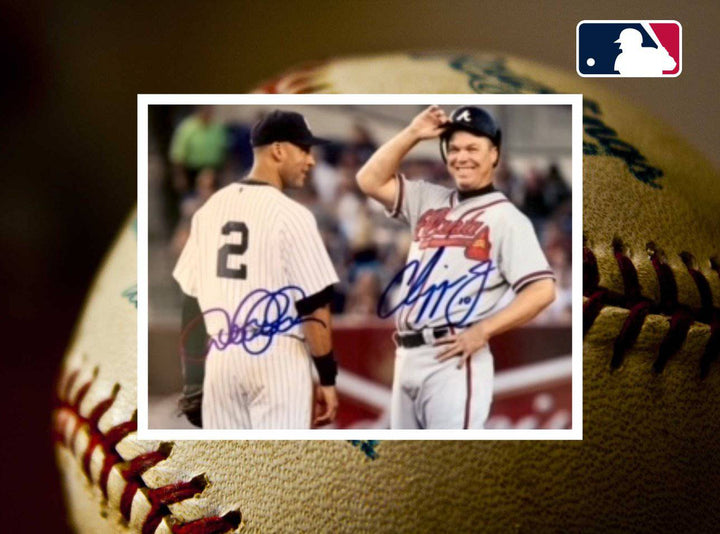 Derek Jeter and Chipper Jones 8 x 10 photo signed with proof - Awesome Artifacts 