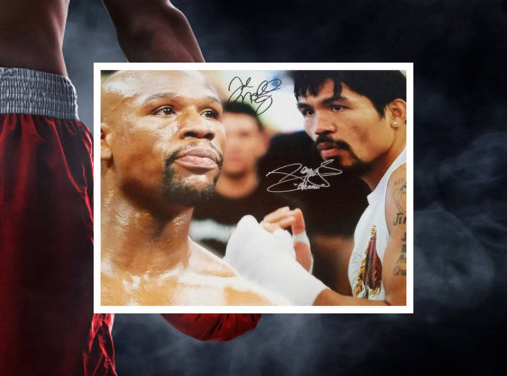 Floyd Money Mayweather and Manny Pacquiao 16 x 20 photo signed with proof - Awesome Artifacts 