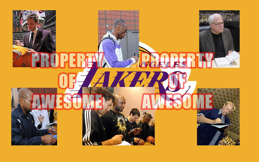 Kobe Bryant, Pau Gasol, Derek Fisher, Lamar Odom, Andrew Bynum Los Angeles Lakers 20x30 photo signed with proof - Awesome Artifacts 