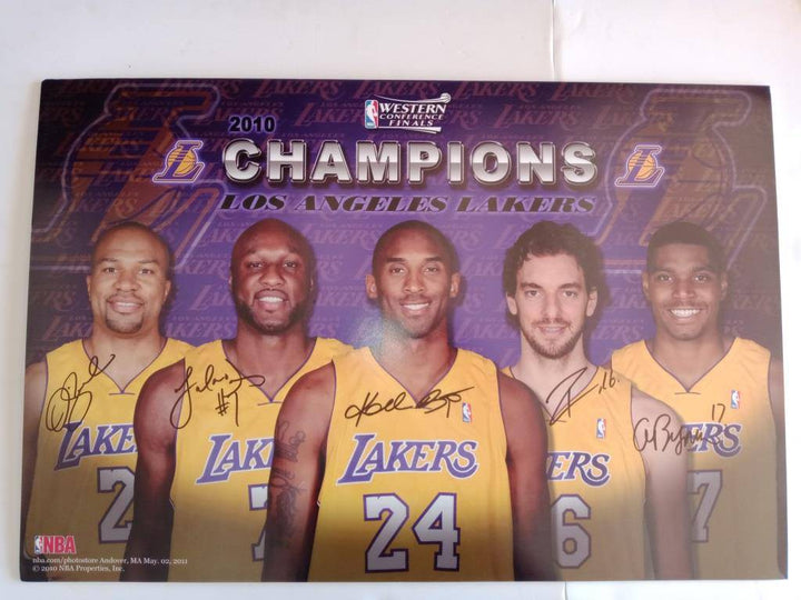 Kobe Bryant, Pau Gasol, Derek Fisher, Lamar Odom, Andrew Bynum Los Angeles Lakers 20x30 photo signed with proof - Awesome Artifacts 