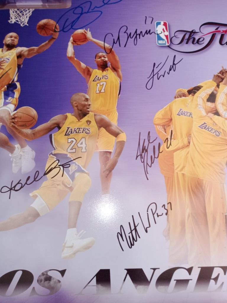 Kobe Bryant, Phil Jackson, Pau Gasol, Derek Fisher, Los Angeles Lakers 20x30 photo signed with proof - Awesome Artifacts 