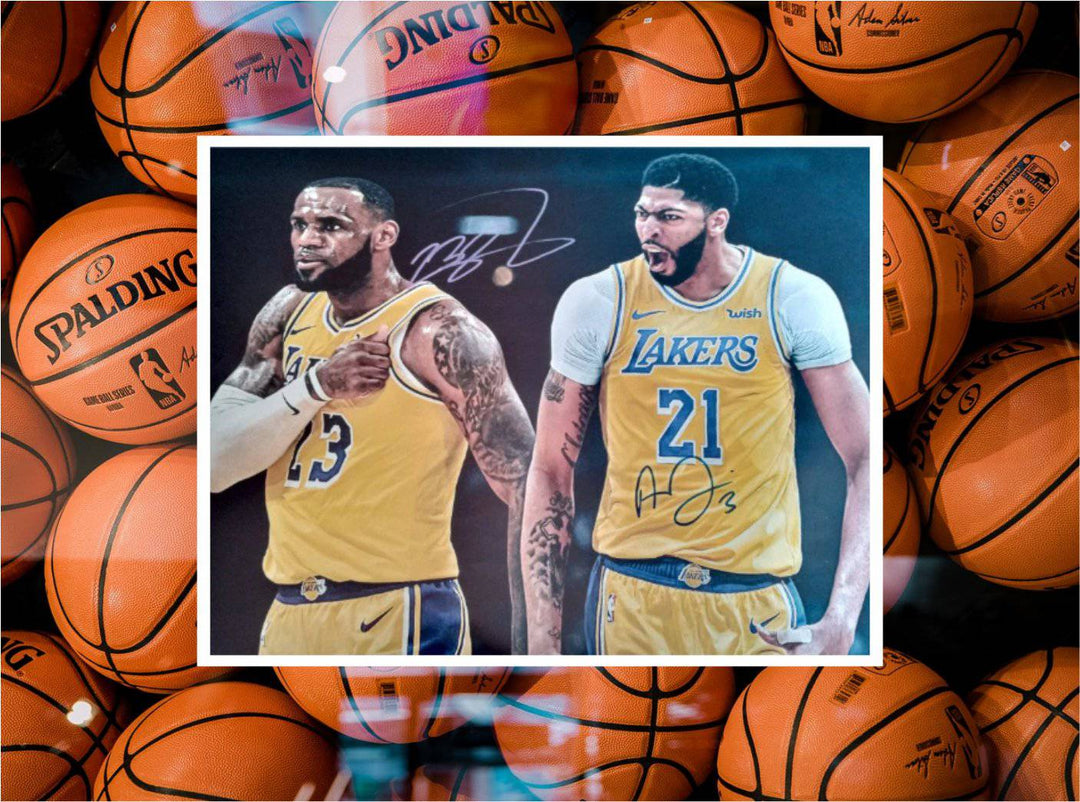 LeBron James and Anthony Davis Los Angeles Lakers 16 x 20 photo signed with proof - Awesome Artifacts 