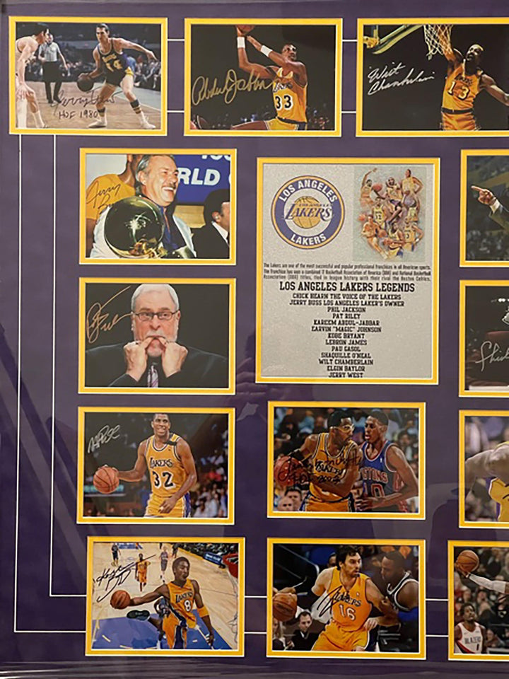 Los Angeles Lakers Magic Johnson, Kobe Bryant, Chick Hearn, Le Bron James, signed with proof - Awesome Artifacts 