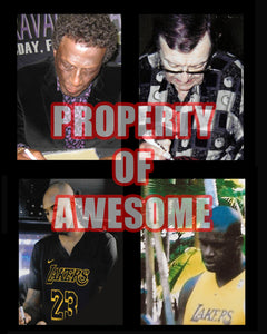 Los Angeles Lakers Magic Johnson, Kobe Bryant, Chick Hearn, Le Bron James, signed with proof - Awesome Artifacts 