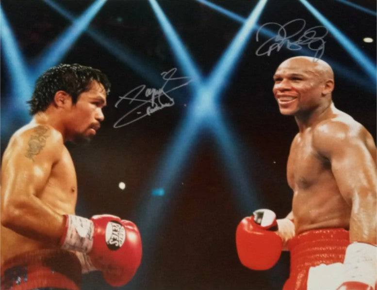 Manny Pacman Pacquiao and Floyd Money Mayweather 16 x 20 photo signed with proof - Awesome Artifacts 