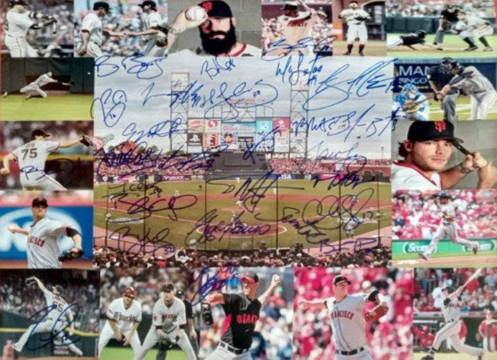 San Francisco Giants Brandon Crawford Madison Bumgarner Buster Posey World Series champs 16 x 20 team signed photo - Awesome Artifacts 