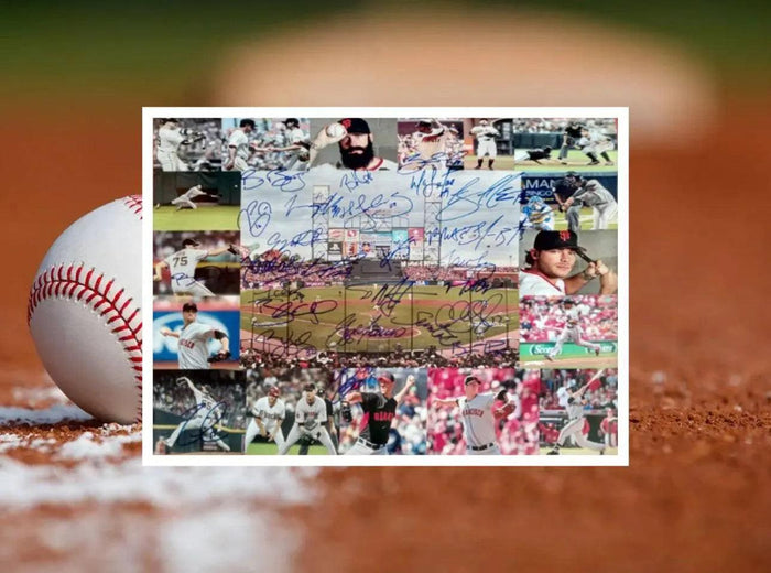 Certificate of Authenticity for San Francisco Giants Brandon Crawford Madison Bumgarner Buster Posey World Series champs 16 x 20 team signed photo