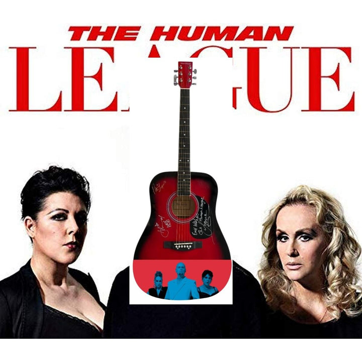The Human League One of a Kind full size acoustic guitar signed with proof.