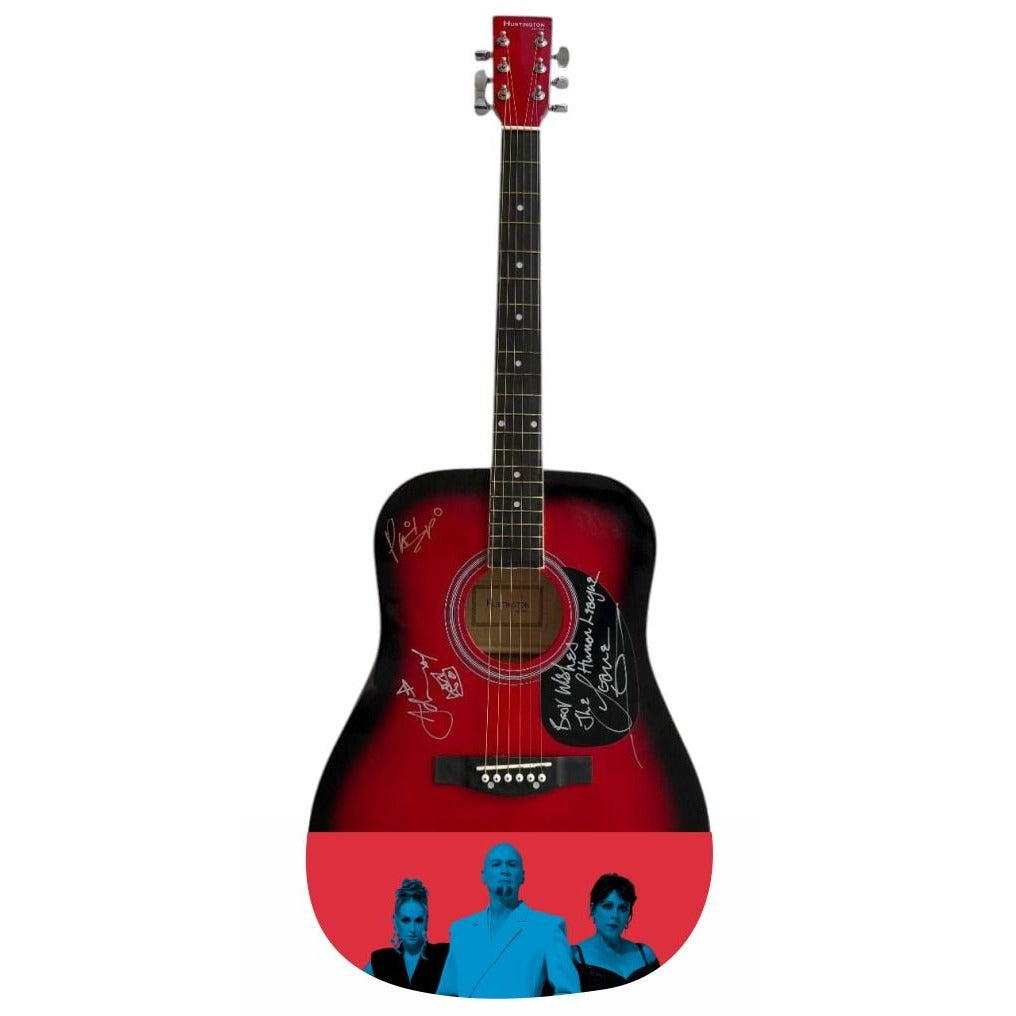 The Human League One of a Kind full size acoustic guitar signed with proof.