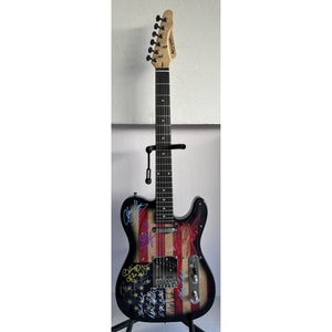 Bruce Springsteen Clarence Clemens and the E Street Band USA American flag electric  guitar signed with proof