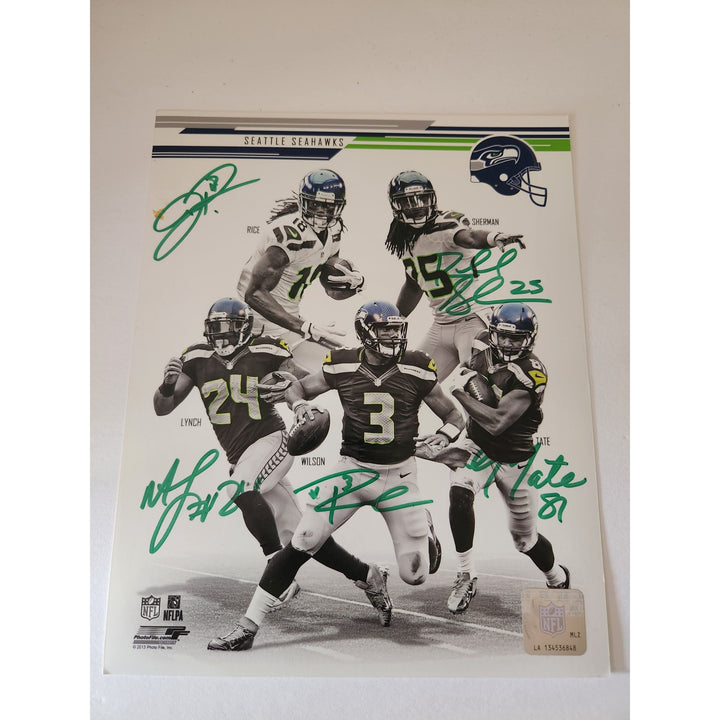 Marshawn Lynch Richard Sherman Golden Tate Russell Wilson 8x10 photo signed