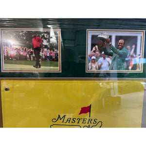 Tiger Woods Masters golf pin flag signed and framed (28x32) with proof