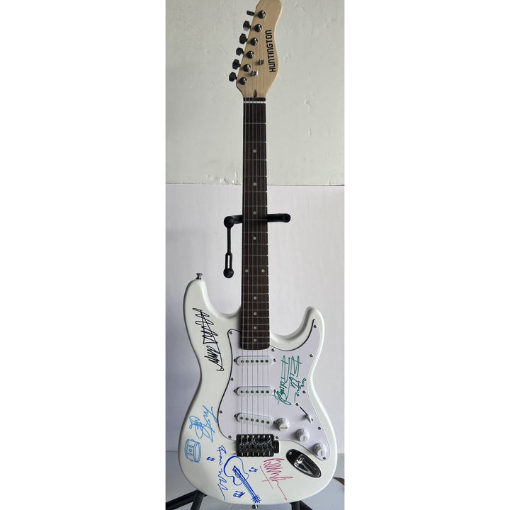 Bill Wyman Keith Richards Charlie Watts Ronnie Wood Mick Jagger full-size stratocaster electric guitar sign with proof