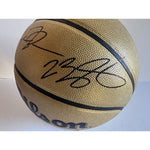 Load image into Gallery viewer, Wilson NBA Gold Edition basketball signed by LeBron James and Michael Jordan with proof $2,999
