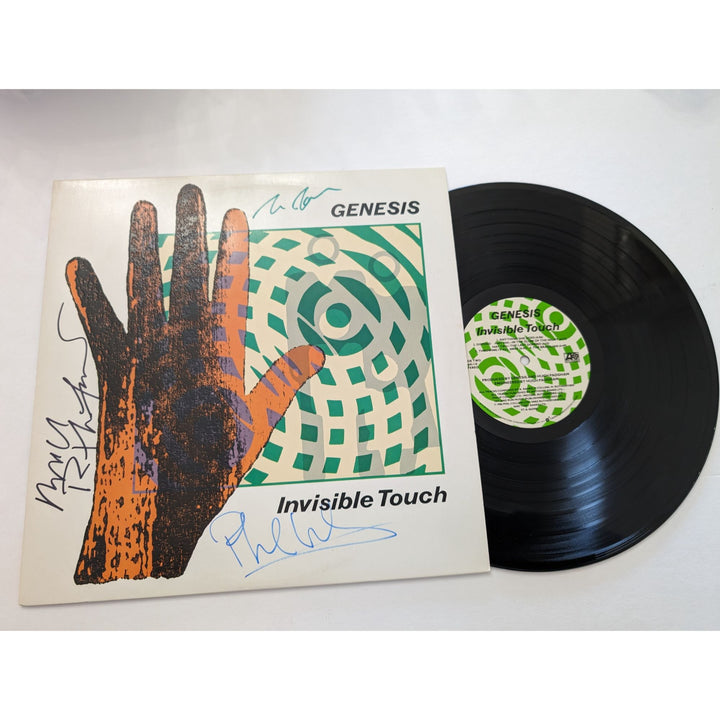 Genesis invisible Touch Bill Collins Tony Banks Mike Rutherford original LP signed with proof