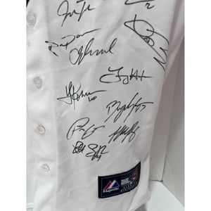 Cleveland Indians Jose Ramirez Jerry Francona Francisco Lindor Corey kluber 2016 game model Indians embroidered jersey signed