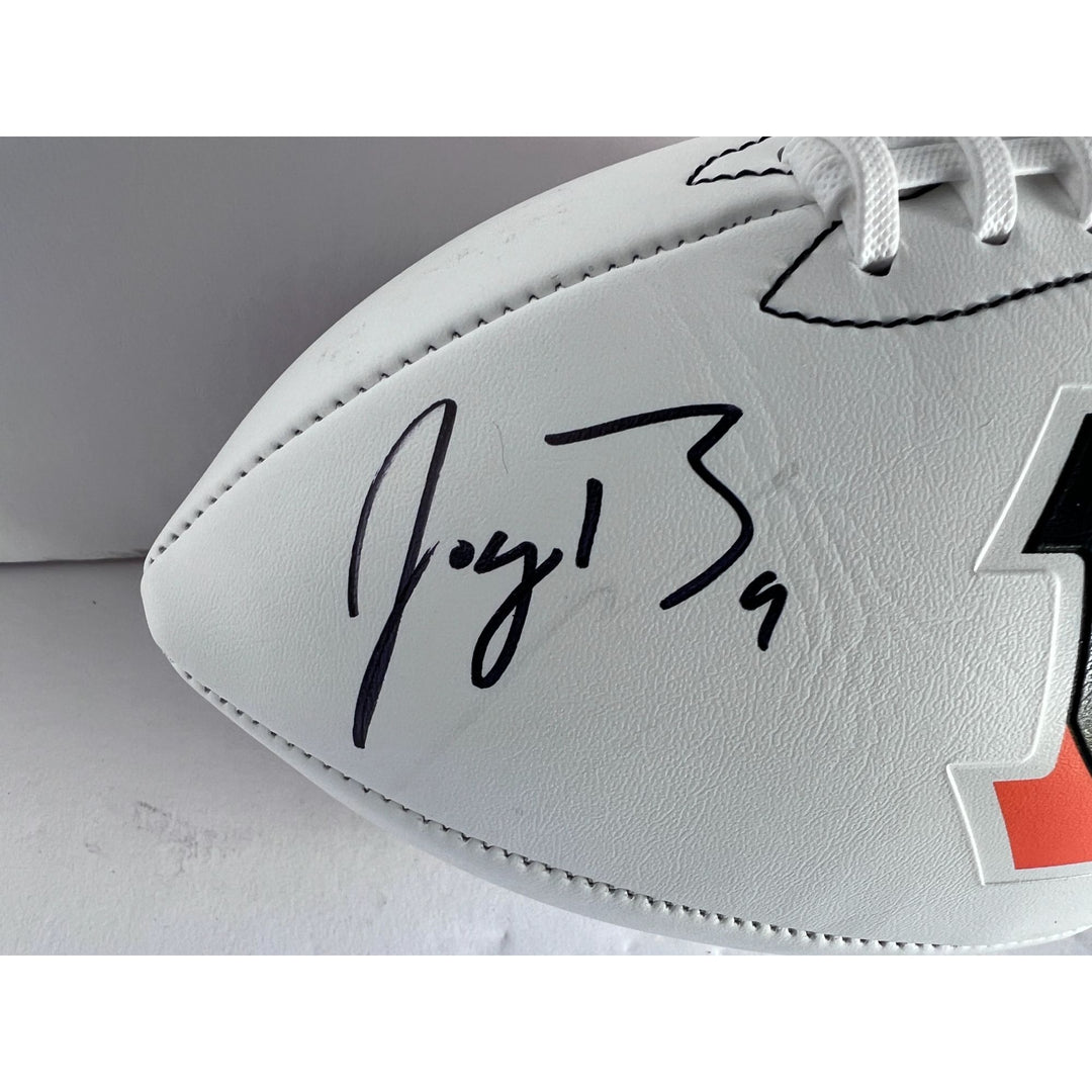 Joe Burrow and Ja'Marr Chase, Joe Mixon, Cincinnati Bengals full size football signed with proof