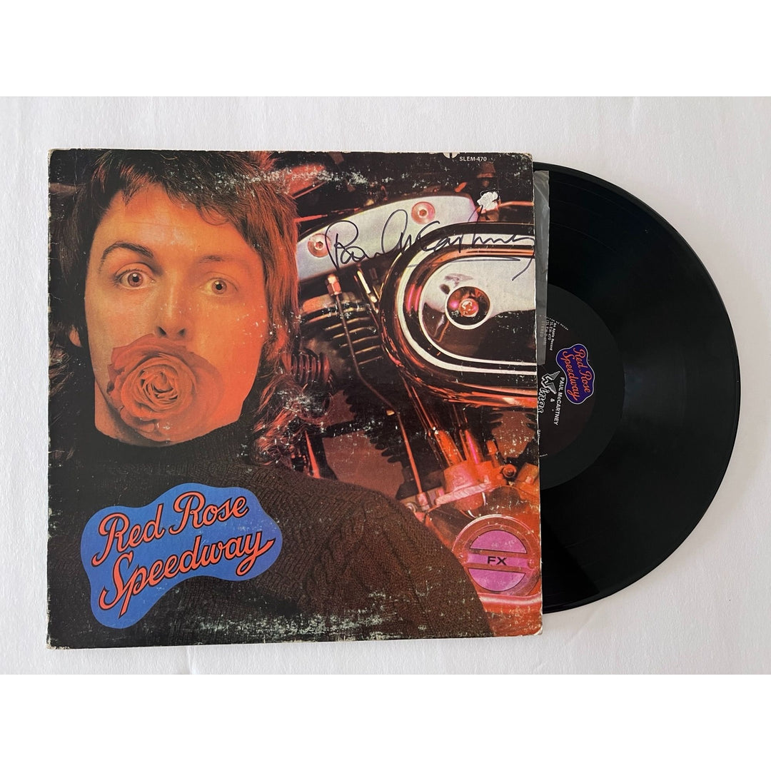 Paul McCartney red rose speedway lp signed with proof