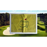 Load image into Gallery viewer, Arnold Palmer signed with Masters Victory inscription and Tiger Woods Masters embroidered pin flag signed with proof
