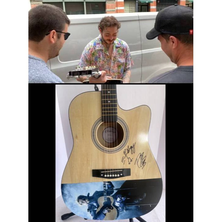 Post Malone" Austin Richard Post signed and sketched one of a kind full size acoustic guitar signed with proof