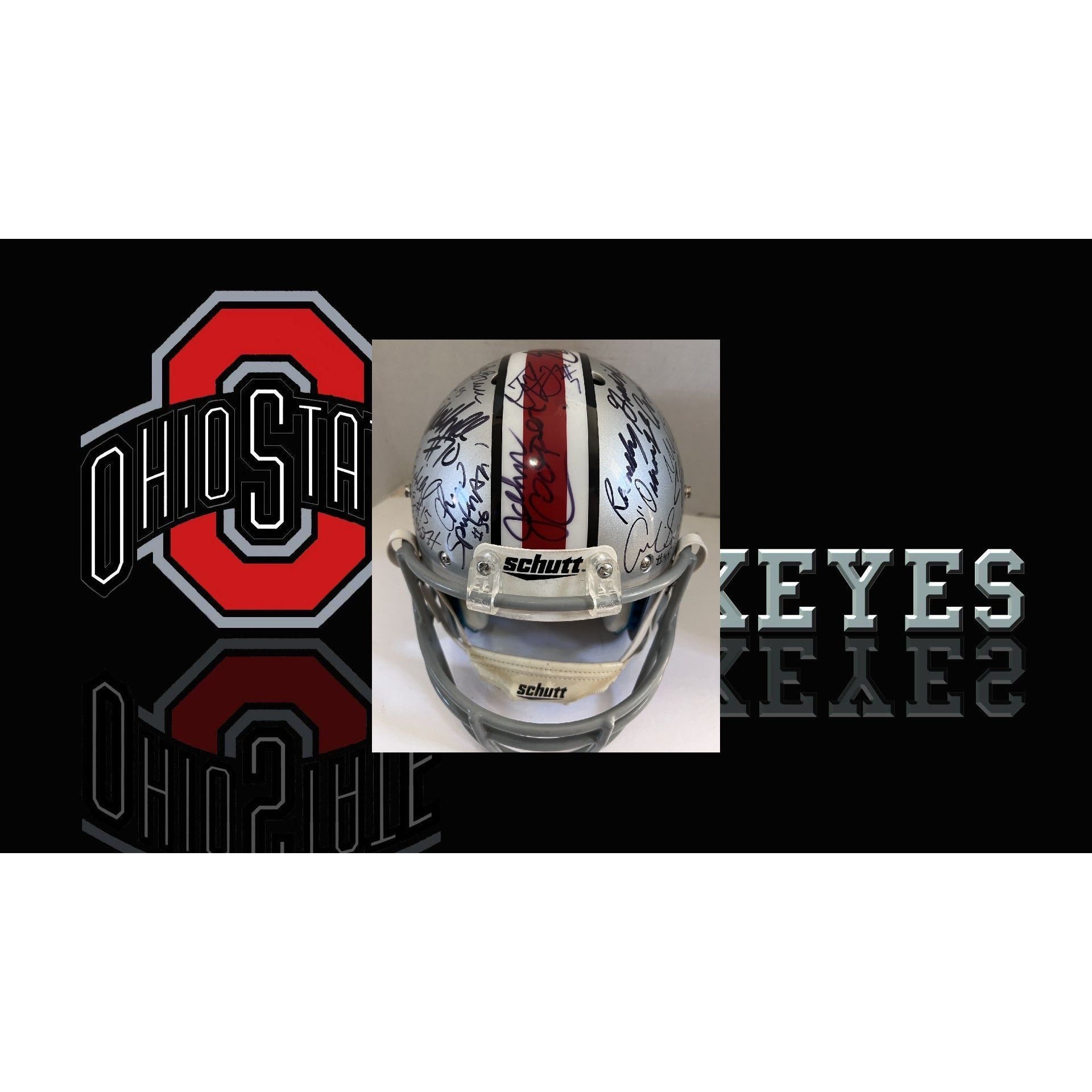 Ohio State Buckeyes national champions team signed helmet Ezekiel Elliott Nick Bosa 35 Plus signatures Riddell replica full size helmet