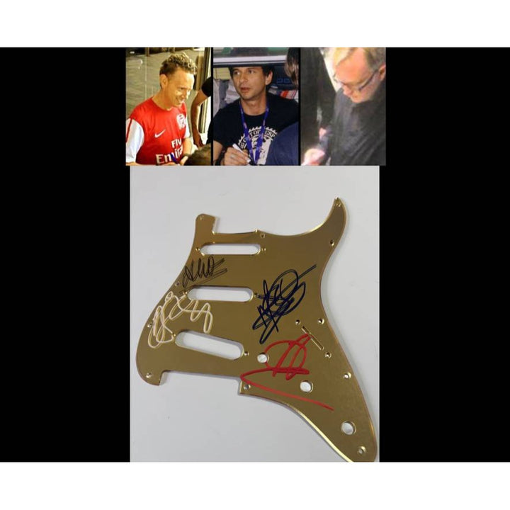 Depeche Mode David Gahan, Andrew Fletcher, Martin Gore, Alan Wilder. electric guitar pickguard signed with proof