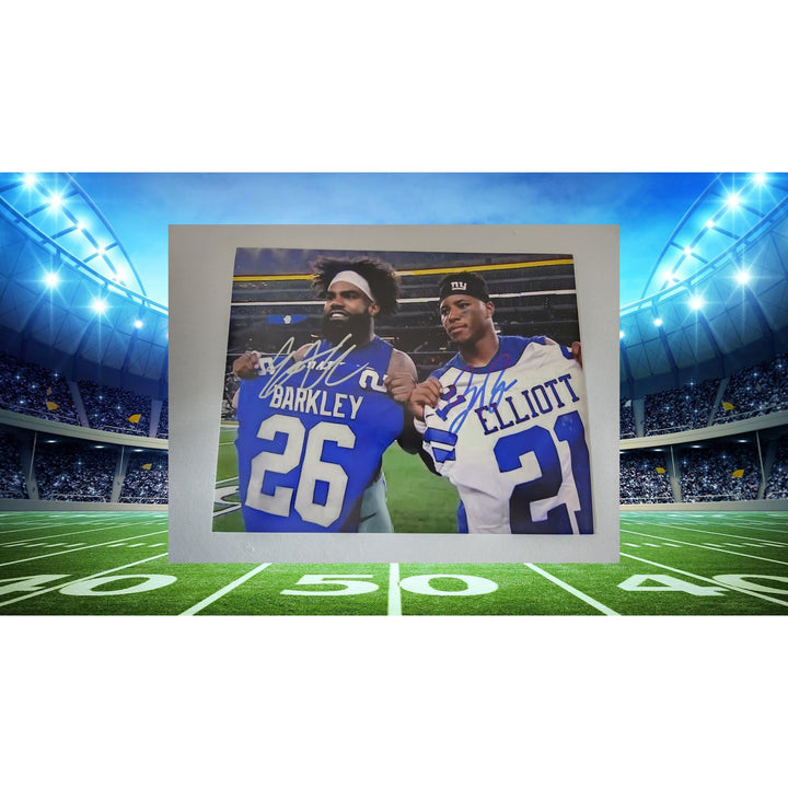 Saquon Barkley and Ezekiel Elliott 8x10 photo signed