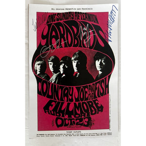Yardbirds Jim McCarthy, Jimmy Page, Jeff Beck, Eric Clapton 11x17 poster signed with proof