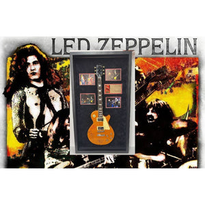 Led Zeppelin Jimmy Page Robert Plant John Paul Jones gold electric less Paul like Jimmy played  signed and framed with proof