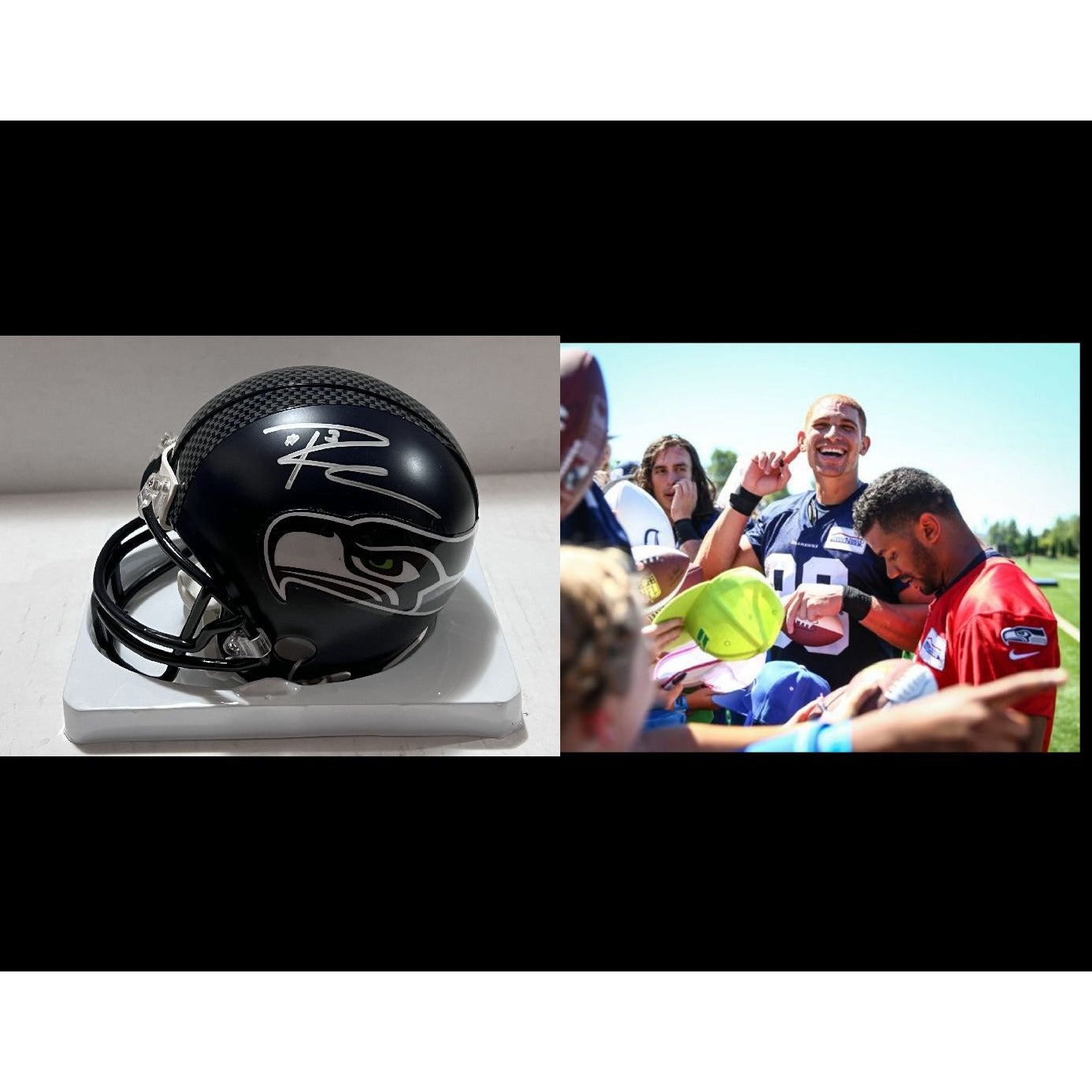 Seattle Seahawks Russell Wilson Riddell mini helmet signed with proof
