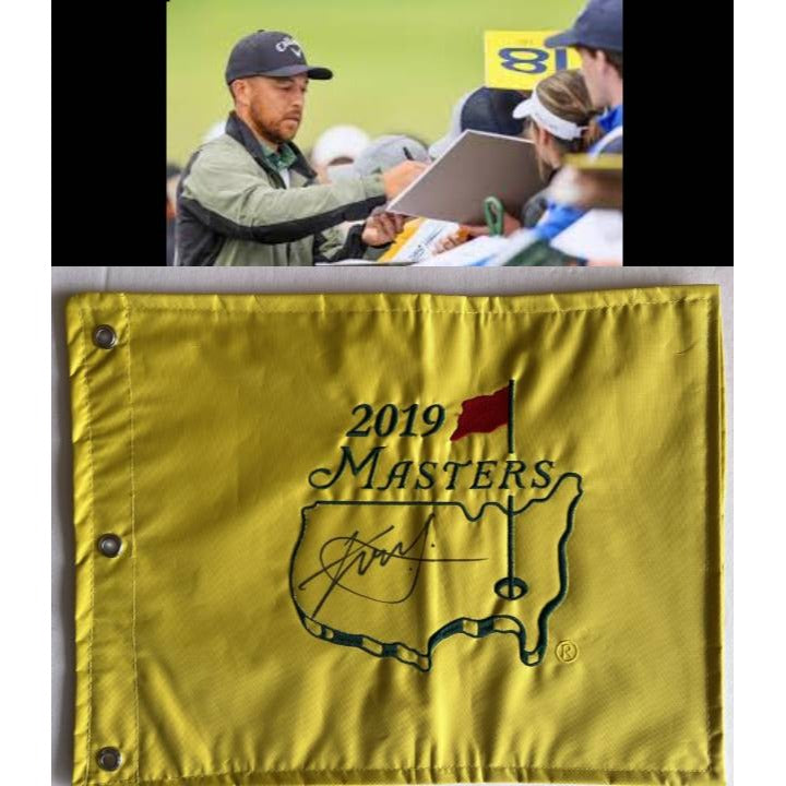 Xander Schauffele Masters  embroidered golf flag signed with proof