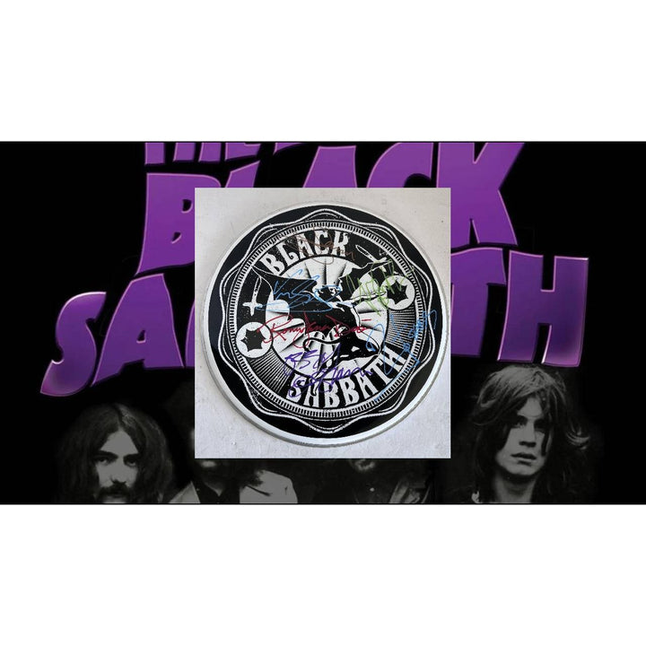 Black Sabbath Ozzy Osbourne, Tony Iommi, Bill Ward, Geezer Butler one-of-a-kind drumhead signed with proof