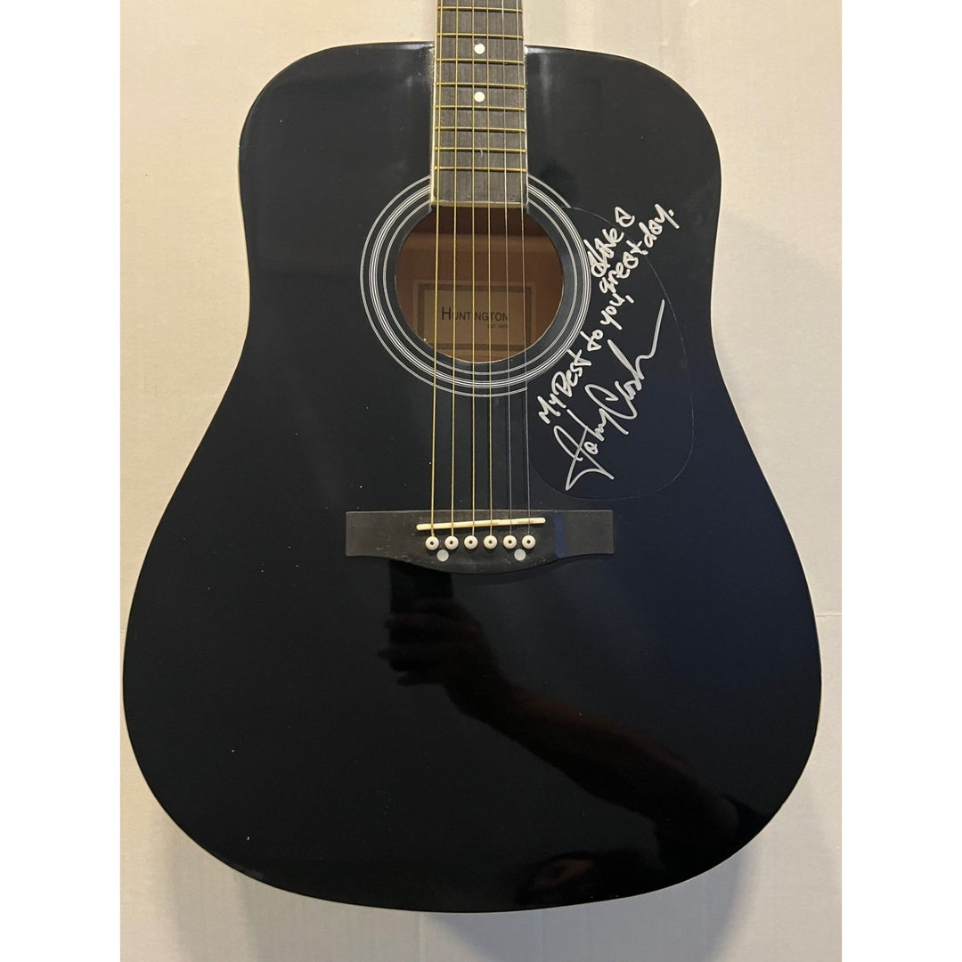 Johnny Cash full size black acoustic guitar signed with proof