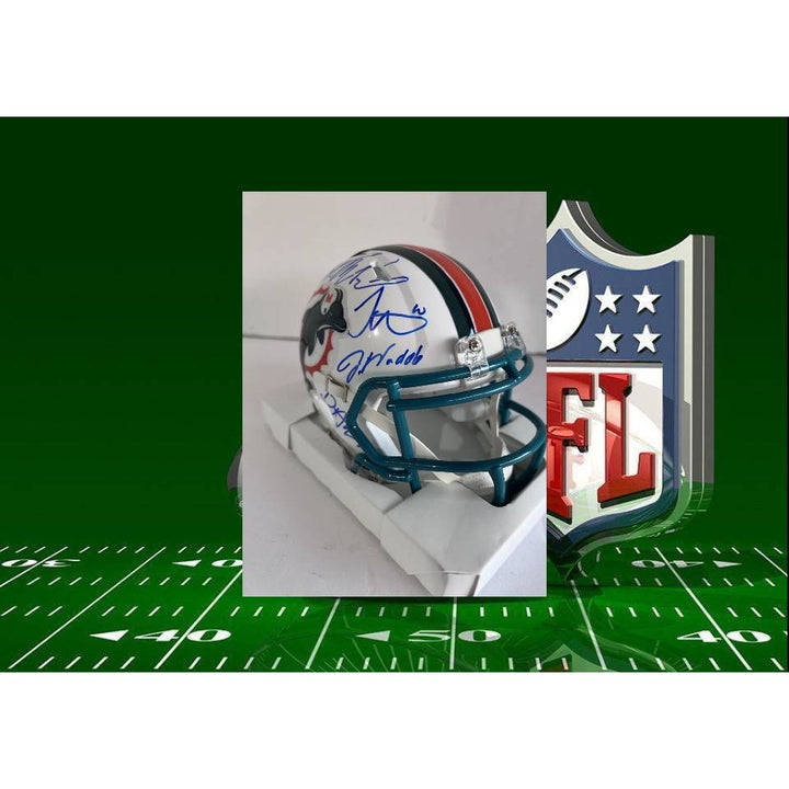 Miami Dolphins Tyreek Hill Jason Waddle Riddell mini helmet signed with proof