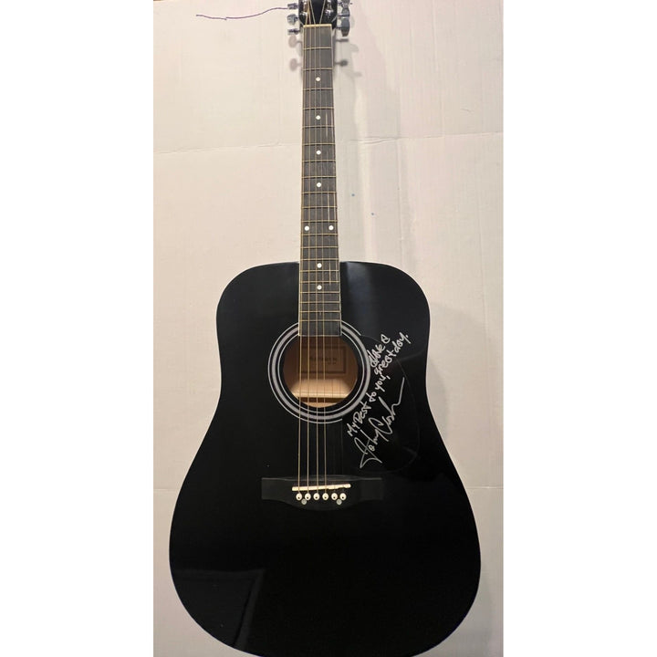 Johnny Cash full size black acoustic guitar signed with proof