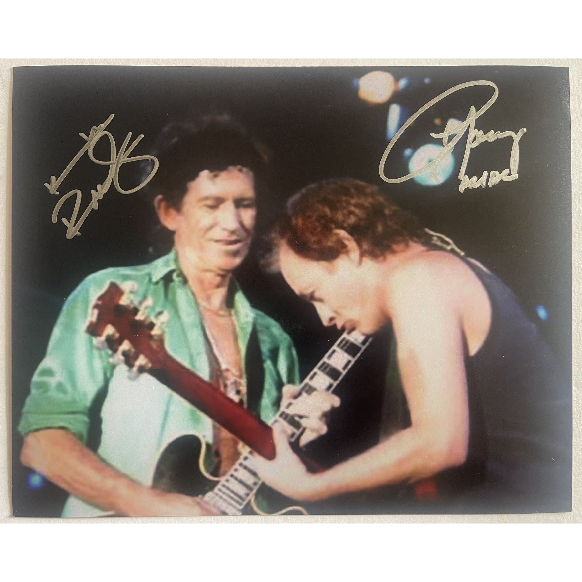 Keith Richards and Angus Young 8 x 10 photo signed with proof