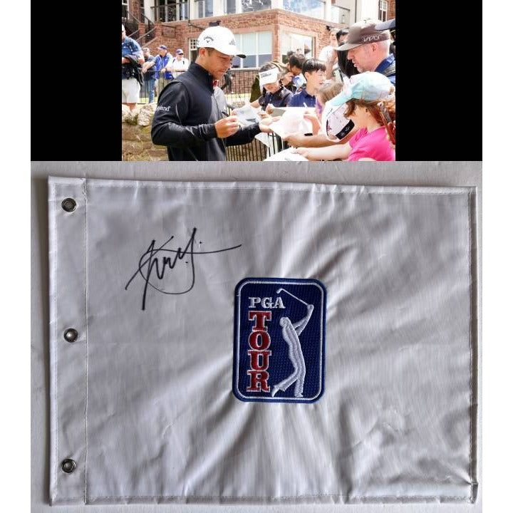 Xander Schauffele PGA embroidered golf flag signed with proof