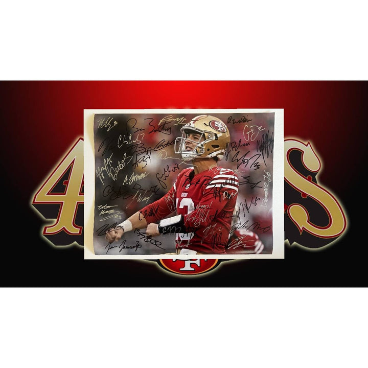 San Francisco 49ers Brock Purdy Christian McCaffrey Deebo Samuel NFC champions 2023-24 16x20 photo signed with proof