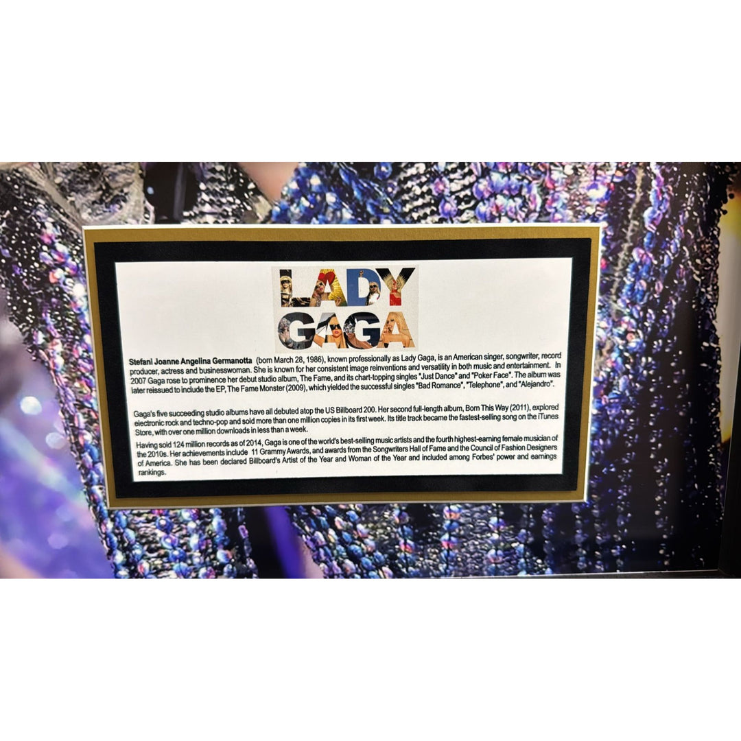 Lady Gaga incredible microphone signed with proof and custom frame - Awesome Artifacts