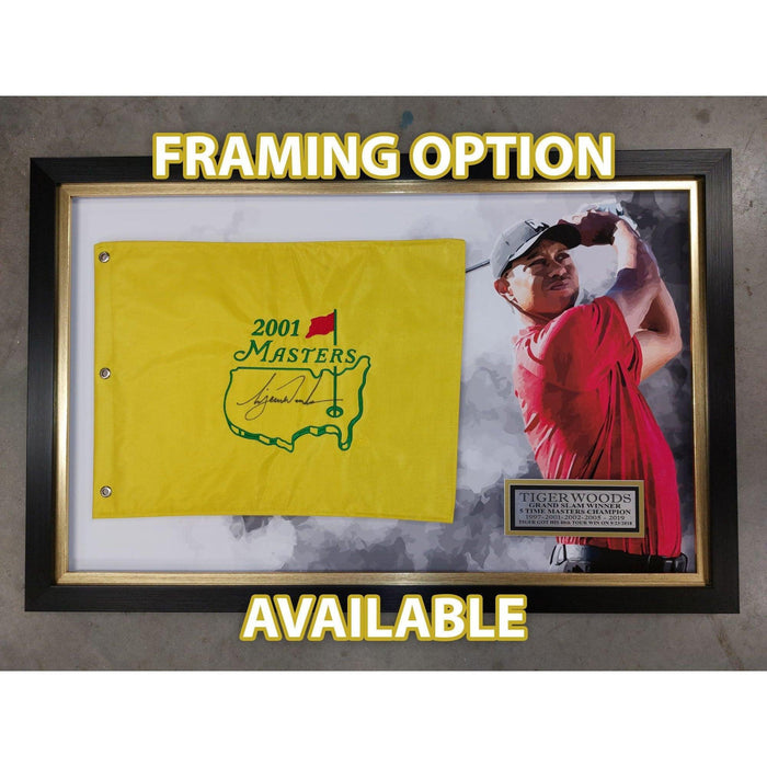 Certificate of Authenticity for Tiger Woods "To Steve all the best" 2001 Masters Golf pin flag signed with proof