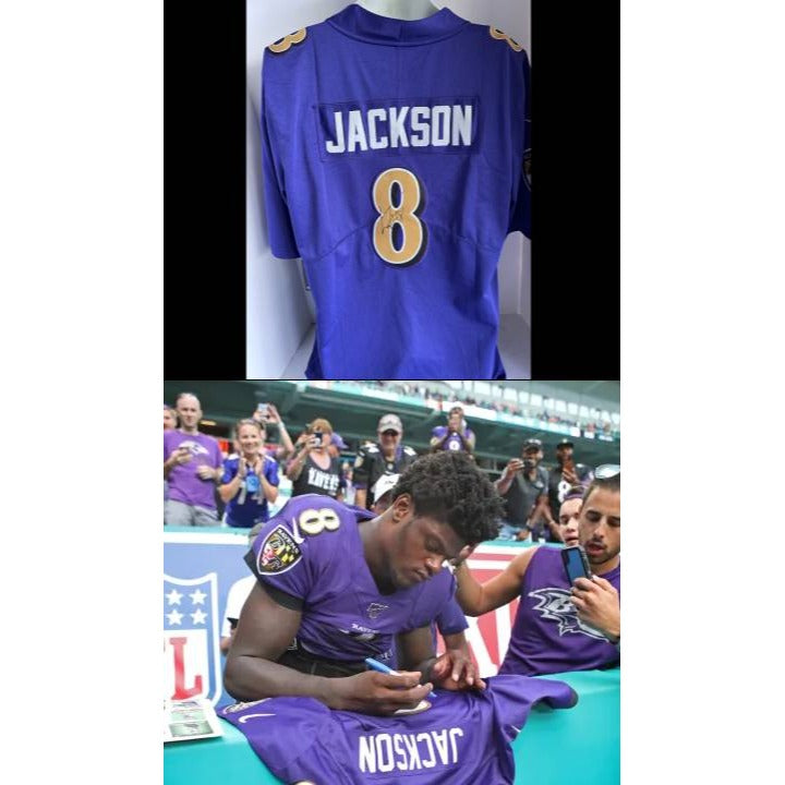 Lamar Jackson Baltimore Ravens Nike size Large game model jersey signed with proof