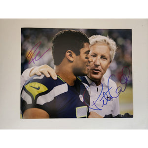 Pete Carroll and Russell Wilson Seattle Seahawks 8x10 photo sign with proof