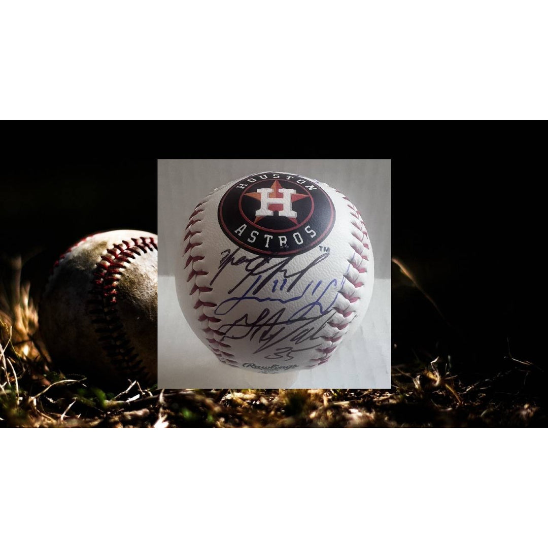 Houston Astros Justin Verlander Jose Altuve Alex Bregman Yordan Alvarez Rawlings Major League Baseball signed with proof