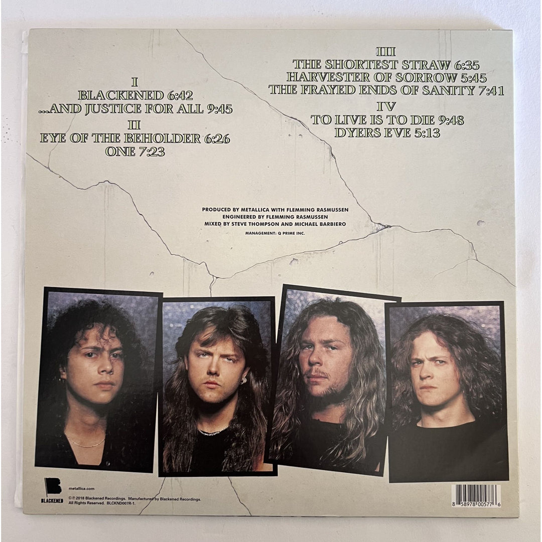 Metallica James Hetfield, Kirk Hammett, Jason Newsted, Lars Ulrich,  'and justice for all' album signed with proof