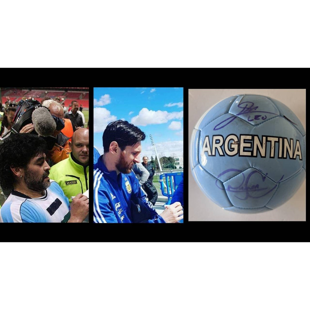 Lionel Messi Diego Maradona Argentina full size soccer ball signed with proof