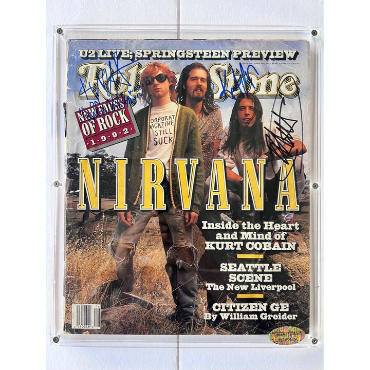 Kurt Cobain,  Krist Novoselic, Dave Grohl , Rolling Stone full magazine signed