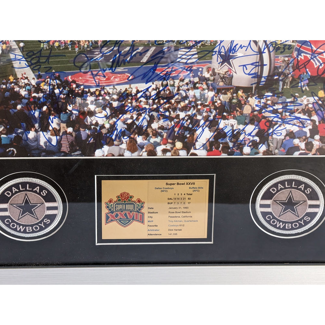 Emmitt Smith Troy Aikman Michael Irvin 1992 1993 Super Bowl champions team sign 16x20 photo framed