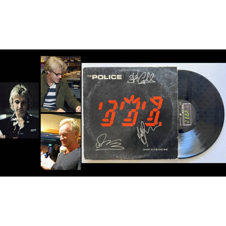 The Police Sting, Andy Summers, Stewart Copeland Ghost in the machine lp signed with proof