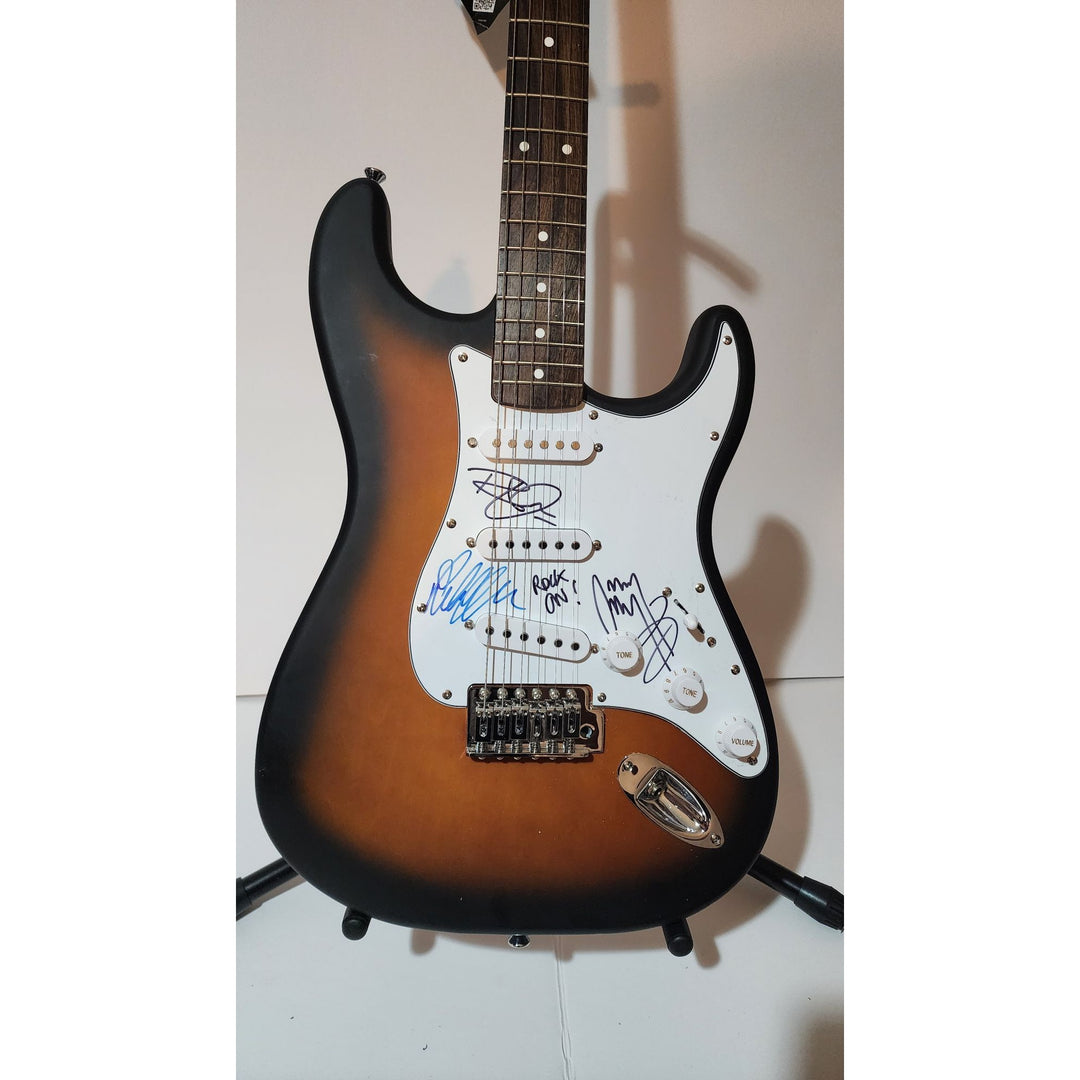 Led Zeppelin Jimmy Page , Robert Plant & John Paul Jones Fender Stratocaster electric guitar signed with proof